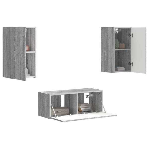 TV-tasosetti 6 pcs Harmaa Sonoma Tekninen puu