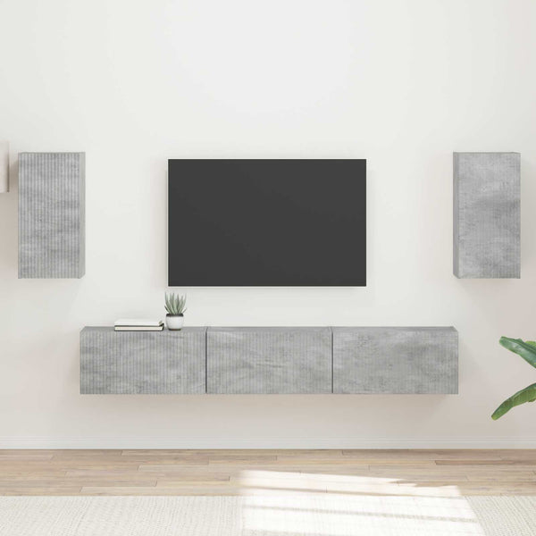 Betoni TV-tasosetti 3 pcs Harmaa Tekninen puu