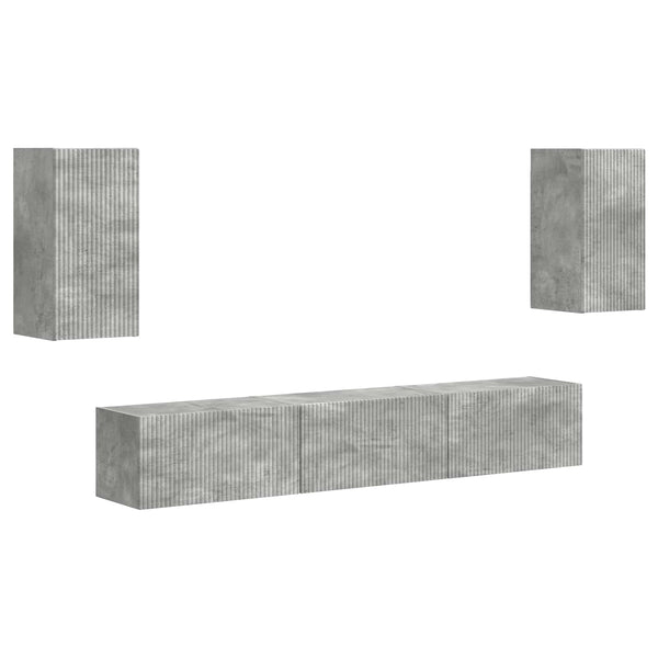 Betoni TV-tasosetti 3 pcs Harmaa Tekninen puu