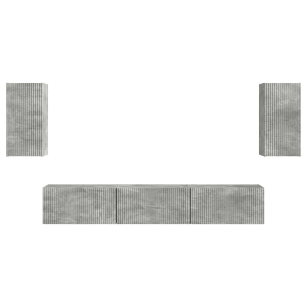 Betoni TV-tasosetti 3 pcs Harmaa Tekninen puu
