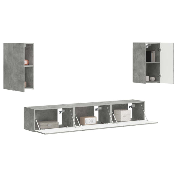 Betoni TV-tasosetti 3 pcs Harmaa Tekninen puu