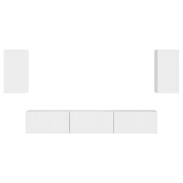 Valkoinen TV-tasosetti 3 pcs Tekninen puu korkeassa kiillossa