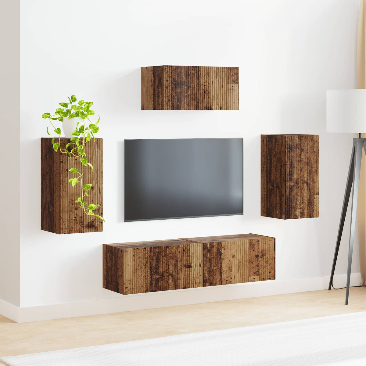 TV-tasosetti 3 pcs Seinäkiinnitettävä Vanha puu Tekninen puu