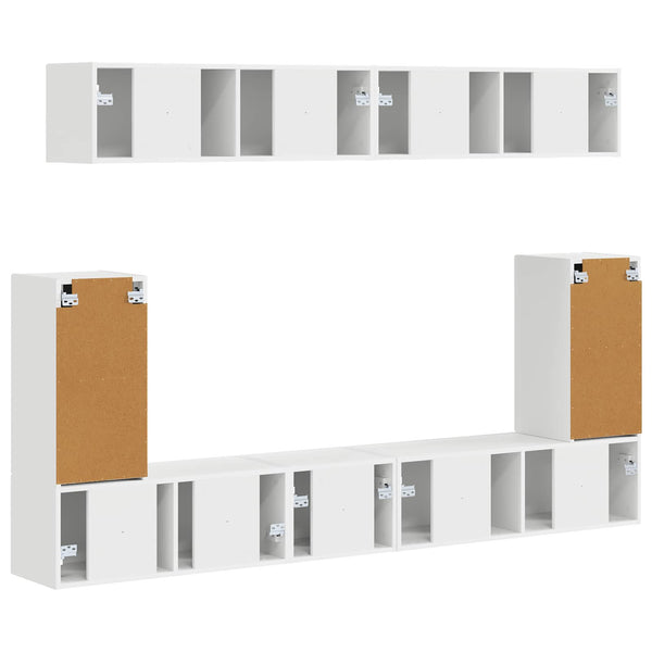 Seinäkiinnitettävä 5-osainen TV-tasosetti Valkoinen Tekninen puu