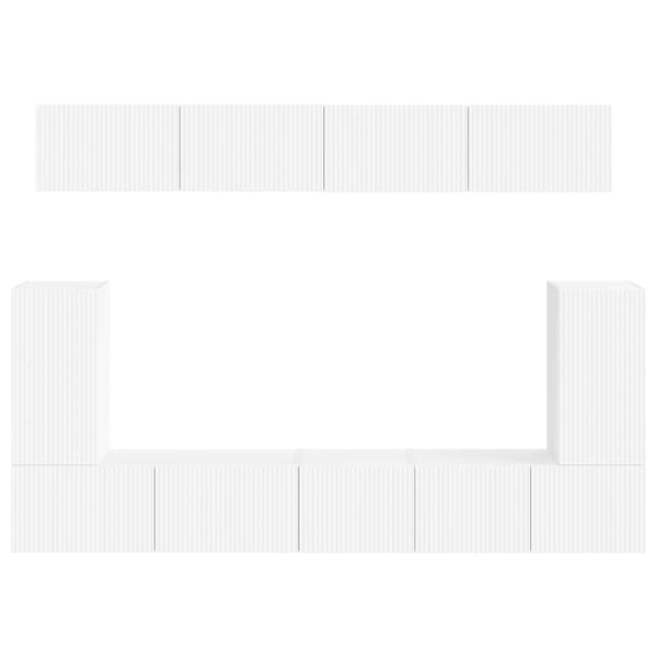 Seinäkiinnitettävä 5-osainen TV-tasosetti Valkoinen Tekninen puu