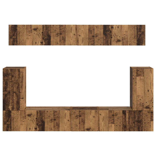 5 osainen Seinäkiinnitettävä TV-tasosetti Vanha puu Tekninen puu