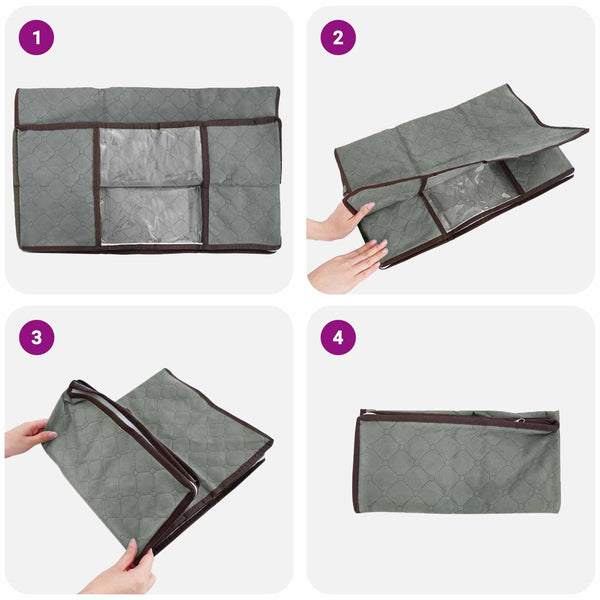 Säilytyslaatikko läpinäkyvällä sivuikkunalla Harmaa Kuitukangas