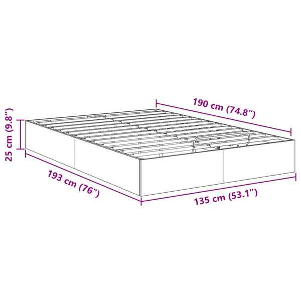 Ottoman Sängyn Runko Harmaa Sonoma 4FT6 Double Käsitelty puu