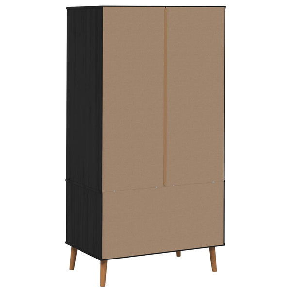Vaatekaappi MOLDE Musta 90 x 55 x 175 cm Täysi mänty