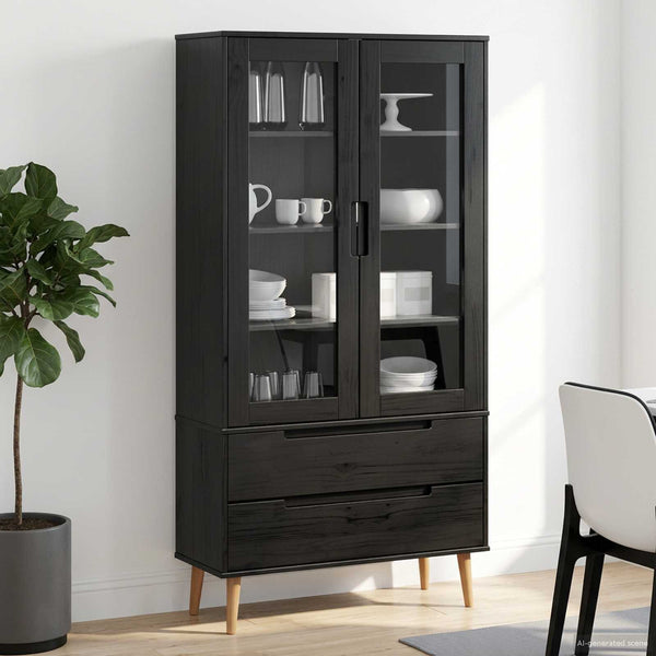 Lasivitriini MOLDE 90 x 35 x 175 cm Täysi mänty Musta