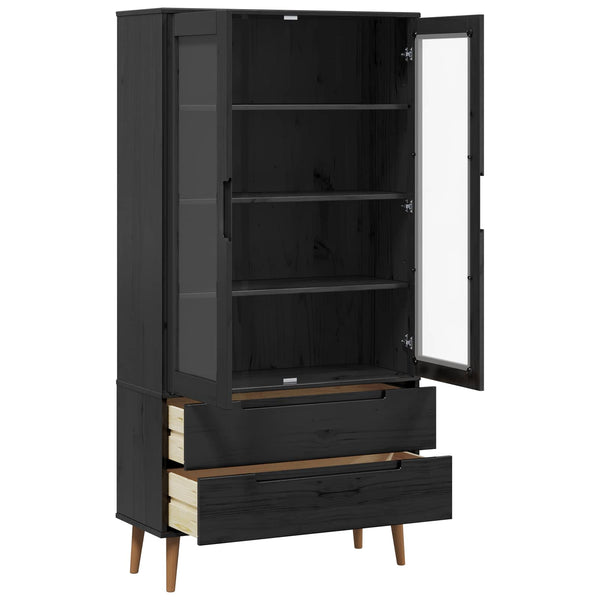 Lasivitriini MOLDE 90 x 35 x 175 cm Täysi mänty Musta