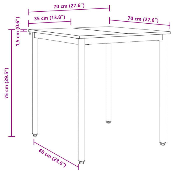 Ruokapöydät 70 x 70 x 75 cm Tekninen puu Musta tammi Neliö