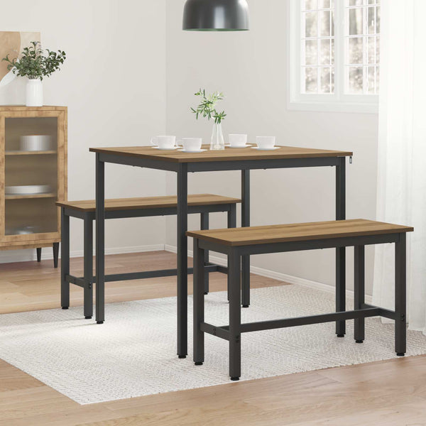 Ruokapöydät 80 x 80 x 75 cm Tekninen puu Artisaanitammi Neliö