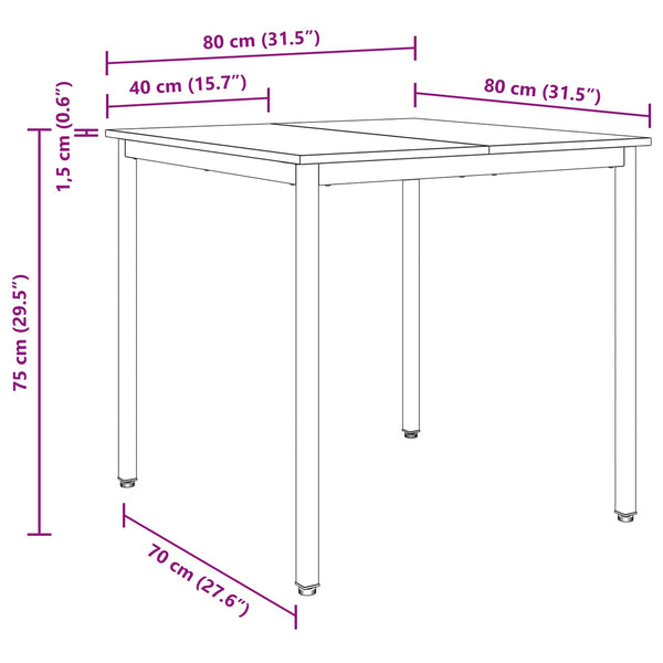 Ruokapöydät 80 x 80 x 75 cm Tekninen puu Artisaanitammi Neliö