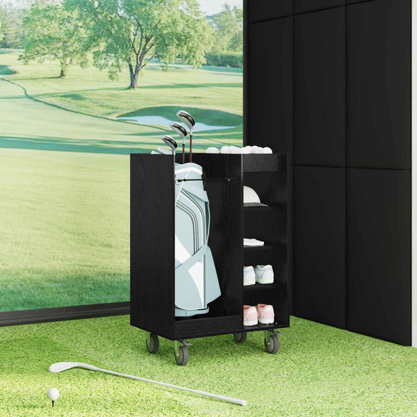 Golfsäilytin pyörällä Yksivärinen Musta tammi. 65 x 45 x 98 cm