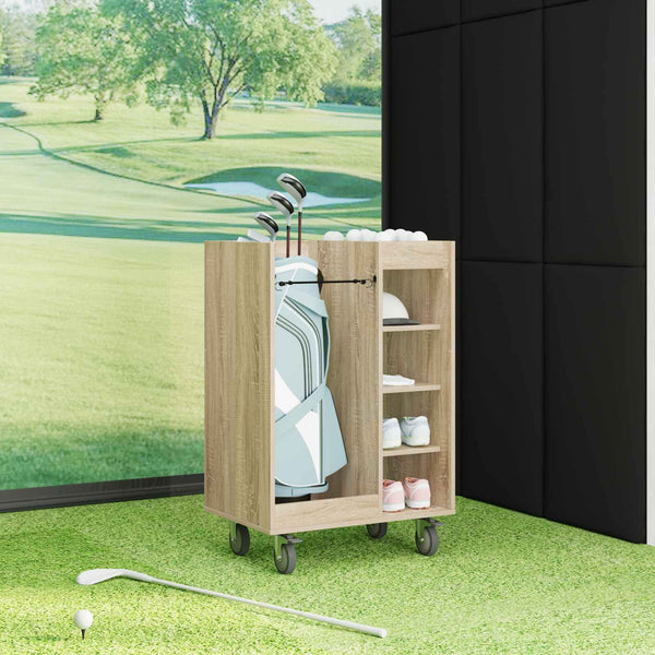 Golfsäilytin pyörällä Yksivärinen Sonoman tammi 65 x 45 x 98 cm