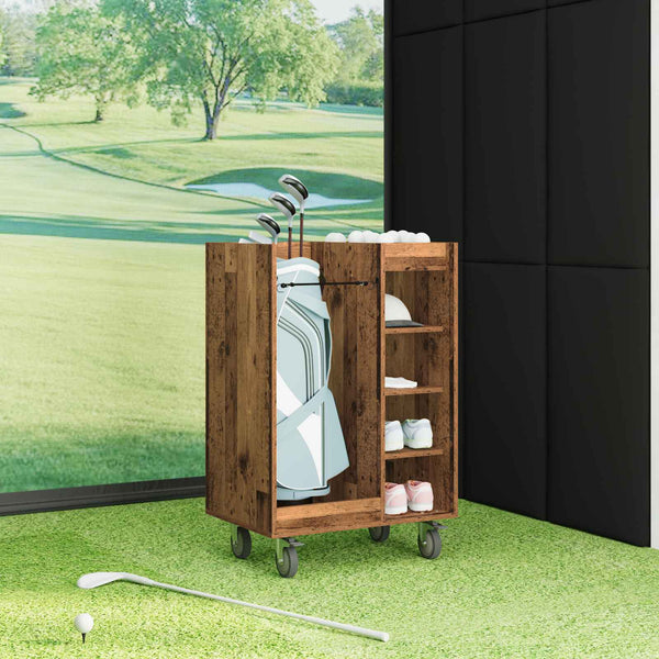 Golfsäilytin pyörällä Yksivärinen Vanha puu 65 x 45 x 98 cm