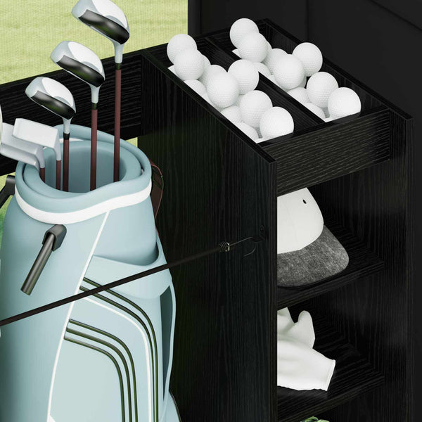 Golfsäilytin pyörällä Yksivärinen Musta tammi. 120 x 45 x 98 cm