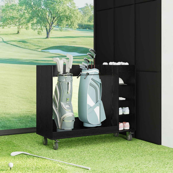 Golfsäilytin pyörällä Yksivärinen Musta tammi. 120 x 45 x 98 cm