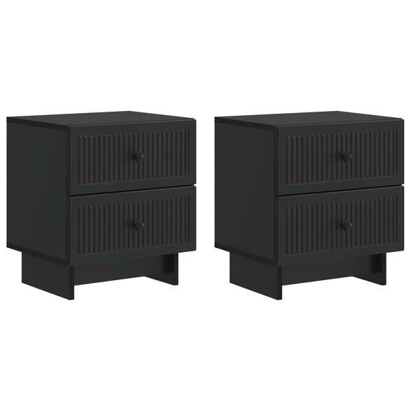 Yöpöytäkaappi 2 kpl Musta 43 x 34,5 x 47,5 cm Tekninen puu