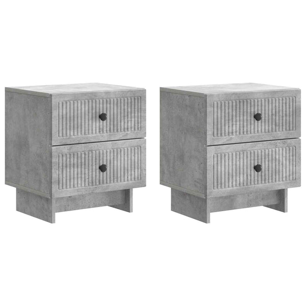 Yöpöytäkaappi 2 kpl Betoninharmaa 43 x 34,5 x 47,5 cm