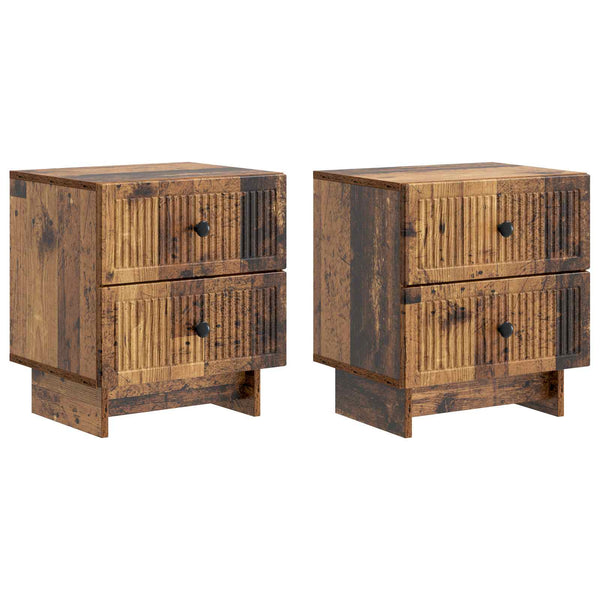 Yöpöytäkaappi 2 kpl Vanha puu 43 x 34,5 x 47,5 cm Tekninen puu