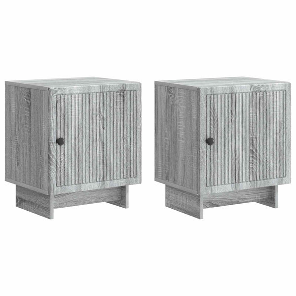 Yöpöytäkaappi 2 kpl Harmaa sonoma 43 x 34,5 x 50 cm