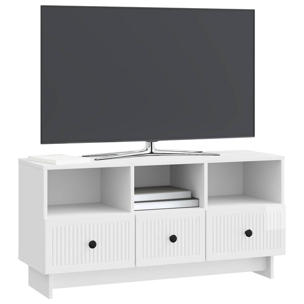 TV-kaappi Korkeakiiltoinen valkoinen 102 x 34,5 x 50 cm