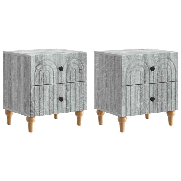 Yöpöytäkaappi 2 kpl Harmaa sonoma 43 x 34,5 x 48 cm