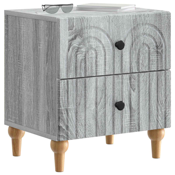 Yöpöytäkaappi 2 kpl Harmaa sonoma 43 x 34,5 x 48 cm