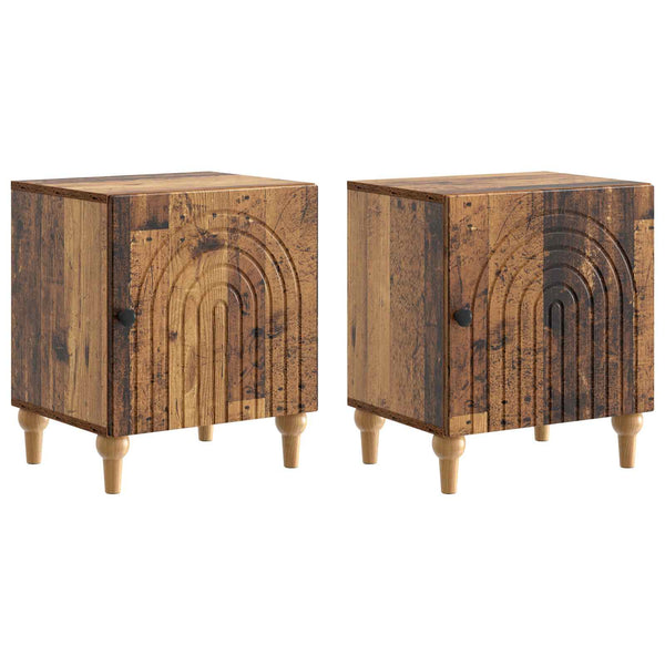 Yöpöytäkaappi 2 kpl Vanha puu 43 x 34,5 x 50 cm Tekninen puu