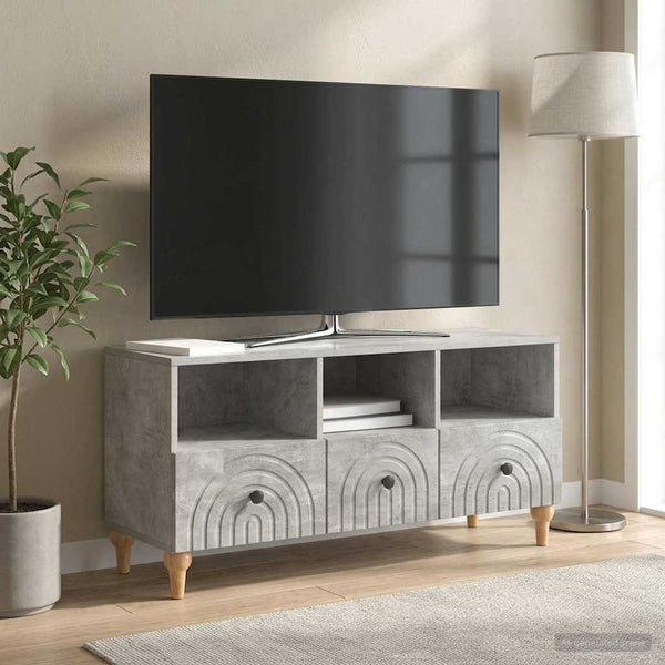 TV-kaappi 102 x 34,5 x 50 cm Betoni Harmaa Käsitelty puu
