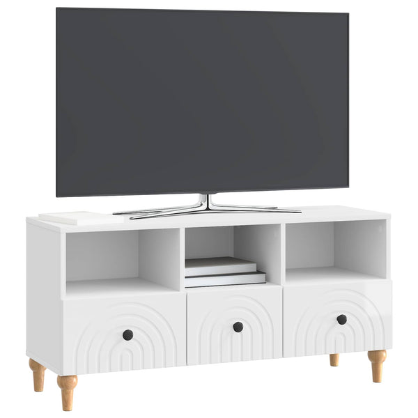 TV-kaappi 102 x 34,5 x 50 cm Kiiltävä Valkoinen Käsitelty puu