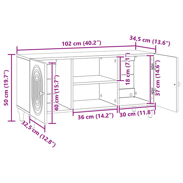 TV-kaappi 102 x 34,5 x 50 cm Harmaa sonoma Tekninen puu