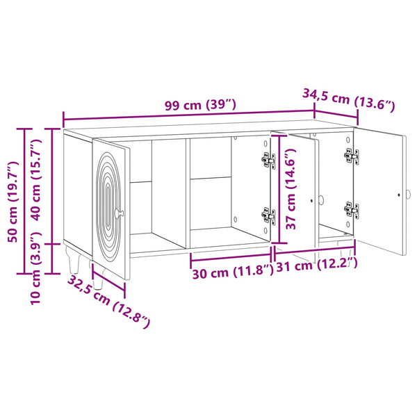 TV-kaappi 99 x 34,5 x 50 cm Betoninharmaa Tekninen puu