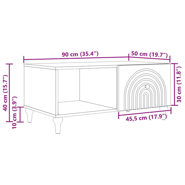 Sohvapöytä Musta 90 x 50 x 40 cm Tekninen puu