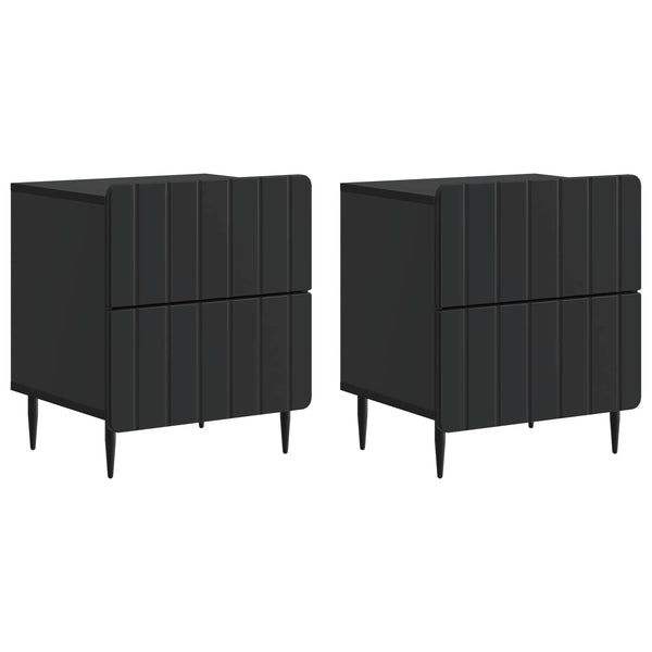 Yöpöytäkaappi 2 kpl Musta 43 x 34,5 x 49,5 cm Tekninen puu
