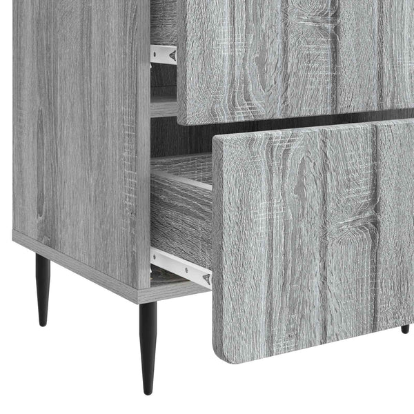 Yöpöytäkaappi 2 kpl Harmaa sonoma 43 x 34,5 x 49,5 cm