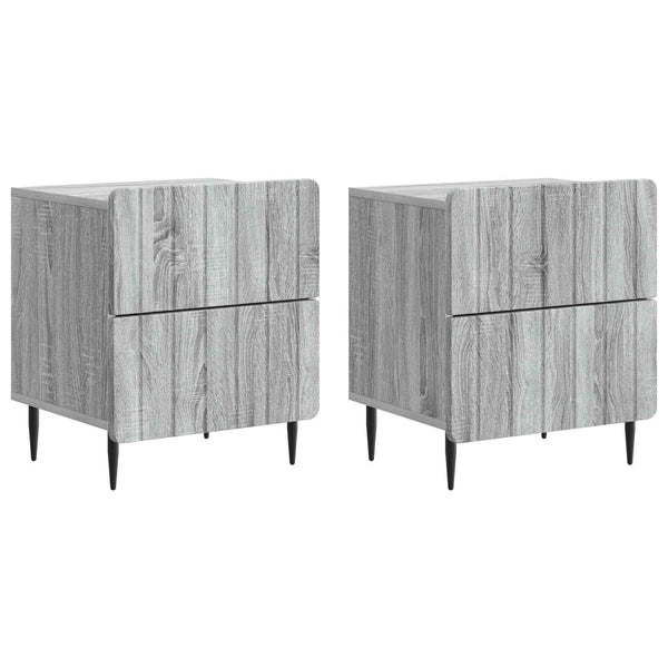 Yöpöytäkaappi 2 kpl Harmaa sonoma 43 x 34,5 x 49,5 cm