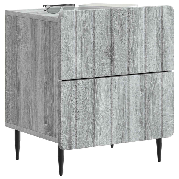 Yöpöytäkaappi 2 kpl Harmaa sonoma 43 x 34,5 x 49,5 cm