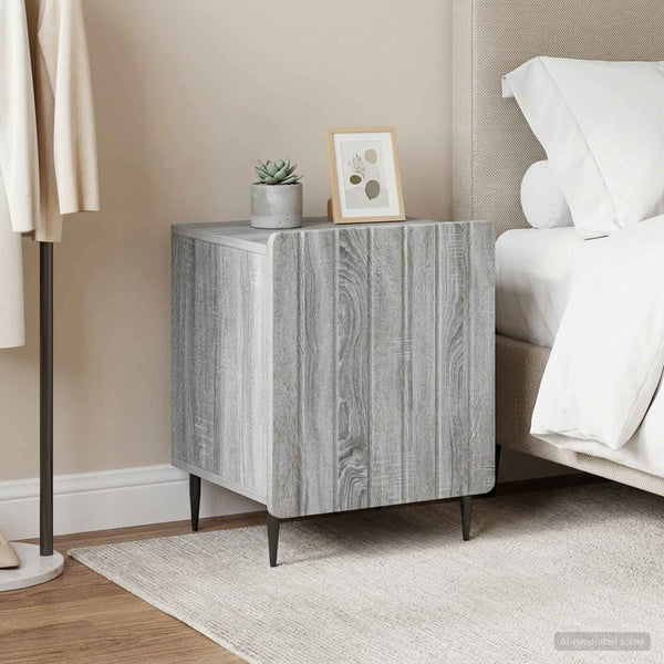 Yöpöytäkaappi 2 kpl Harmaa sonoma 43 x 34,5 x 52 cm