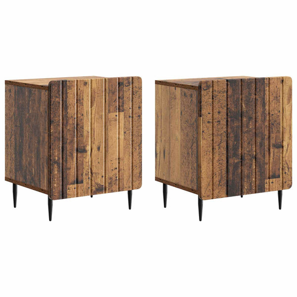 Yöpöytäkaappi 2 kpl Vanha puu 43 x 34,5 x 52 cm Tekninen puu