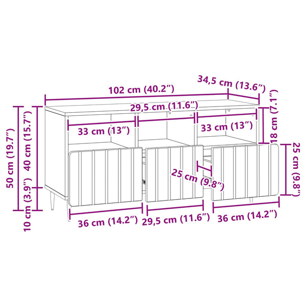 TV-kaappi laatikon kanssa Musta 102 x 34,5 x 50 cm Tekninen puu