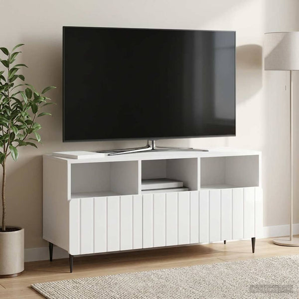 TV-kaappi Korkeakiiltoinen valkoinen 102 x 34,5 x 50 cm