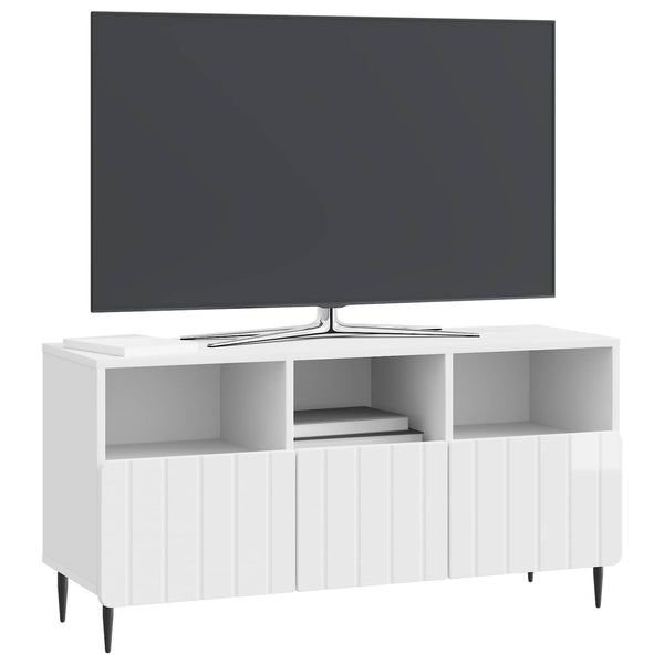 TV-kaappi Korkeakiiltoinen valkoinen 102 x 34,5 x 50 cm