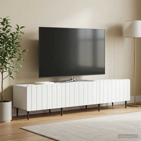 TV-kaappi valkoinen 147 x 34,5 x 32 cm Tekninen puu