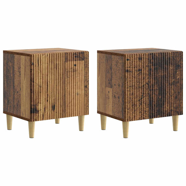 Yöpöytäkaappi 2 kpl Vanha puu 43 x 34,5 x 50 cm Tekninen puu