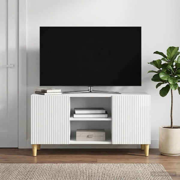TV-kaappi 102 x 34,5 x 50 cm Korkeakiiltoinen valkoinen