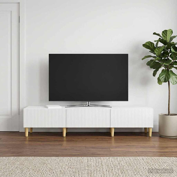 TV-kaappi Korkeakiiltoinen valkoinen 147 x 34,5 x 30 cm