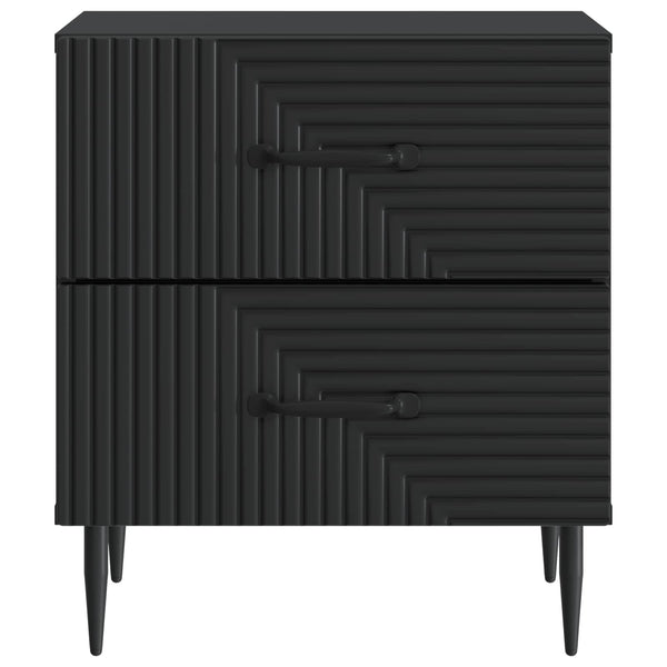 Yöpöytäkaappi 2 kpl Musta 43 x 34,5 x 47,5 cm Tekninen puu